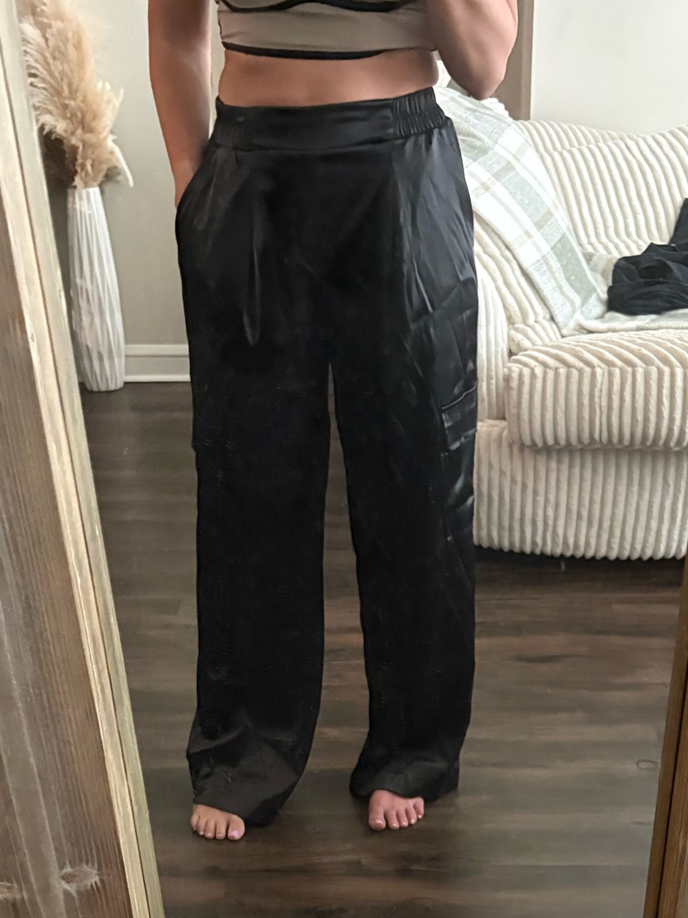 Zaful Black Wide-Leg Joggers